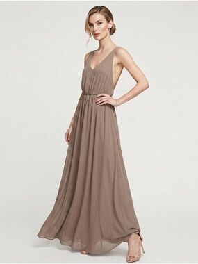 Show Me Your MuMu Maxi DRESS SMALL beige OPEN BACK bridesmaid prom